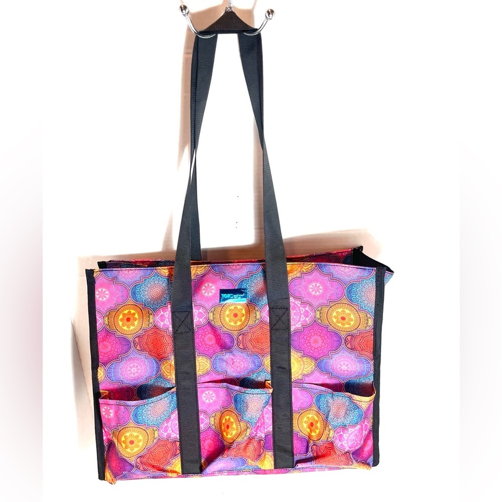 Top Design Colorful Medallion  Utility Tote Bag Multi Pocket Organizer Carryall